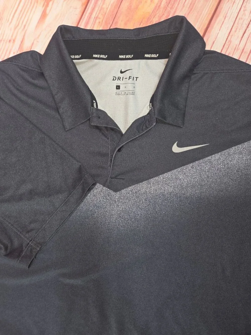 Nike Golf Black Dri-Fit Performance Polo Large